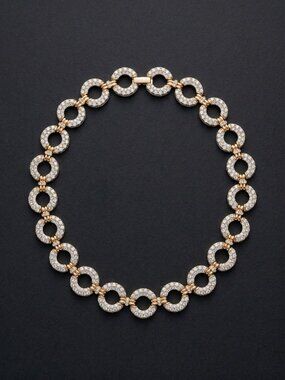 Vintage Butler Statement Link Necklace Premium Gold Plating Pavé Crystals